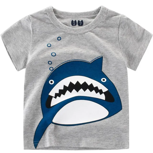 Boy Cartoon Printed  Dinosaur T-Shirt