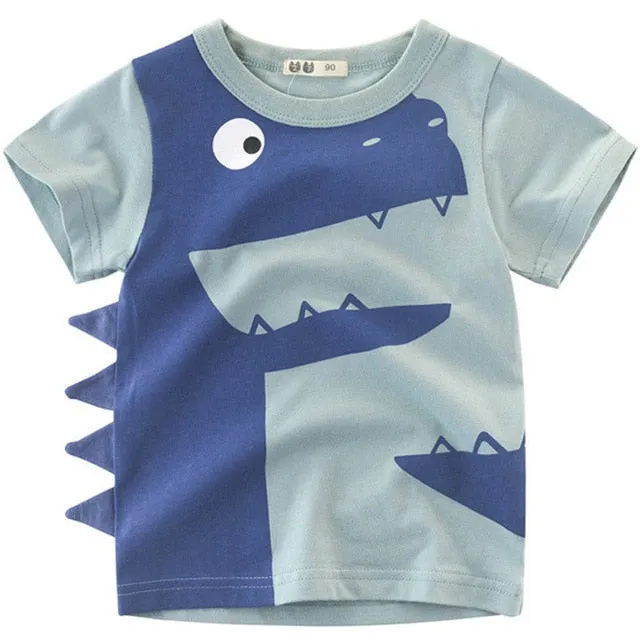 Boy Cartoon Printed  Dinosaur T-Shirt
