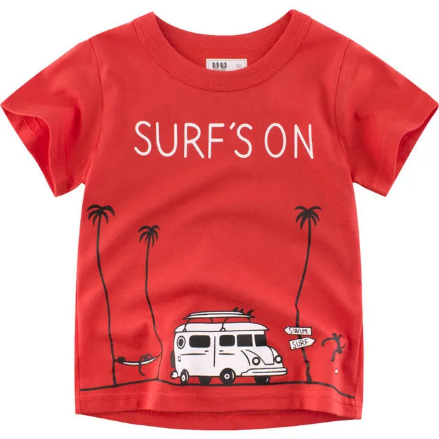 Boy Cartoon Printed  Dinosaur T-Shirt