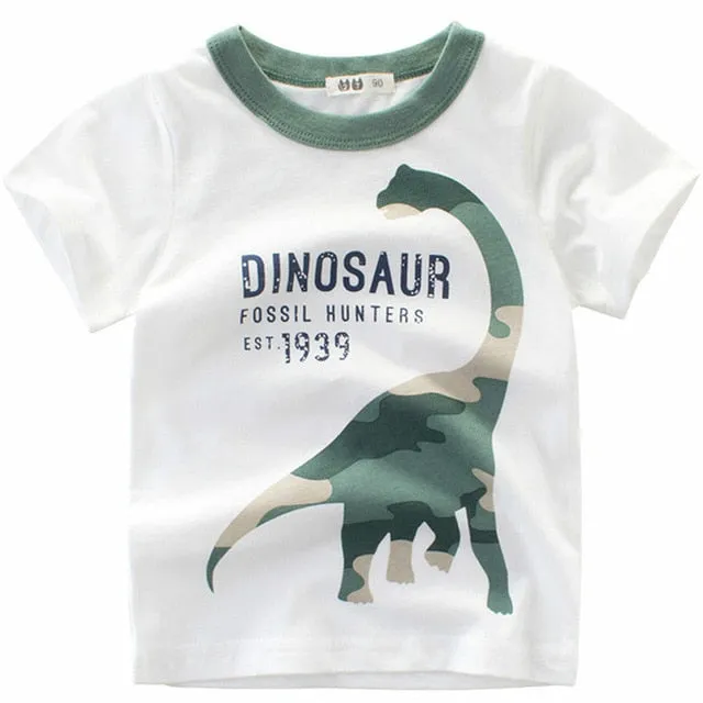 Boy Cartoon Printed  Dinosaur T-Shirt