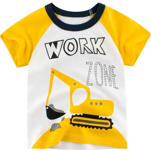 Boy Cartoon Printed  Dinosaur T-Shirt