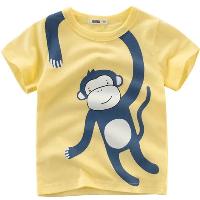 Boy Cartoon Printed  Dinosaur T-Shirt