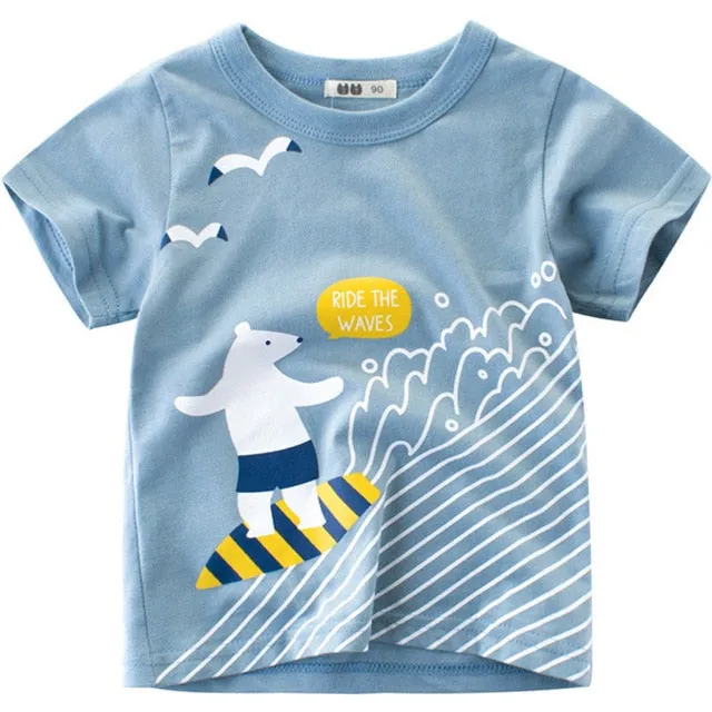 Boy Cartoon Printed  Dinosaur T-Shirt