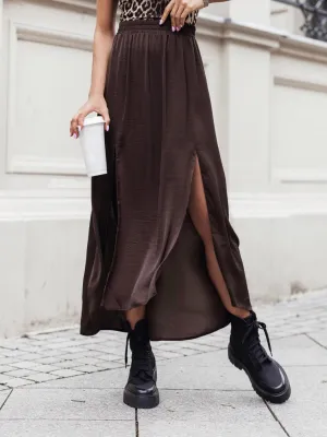 Brown Double Slit Skirt