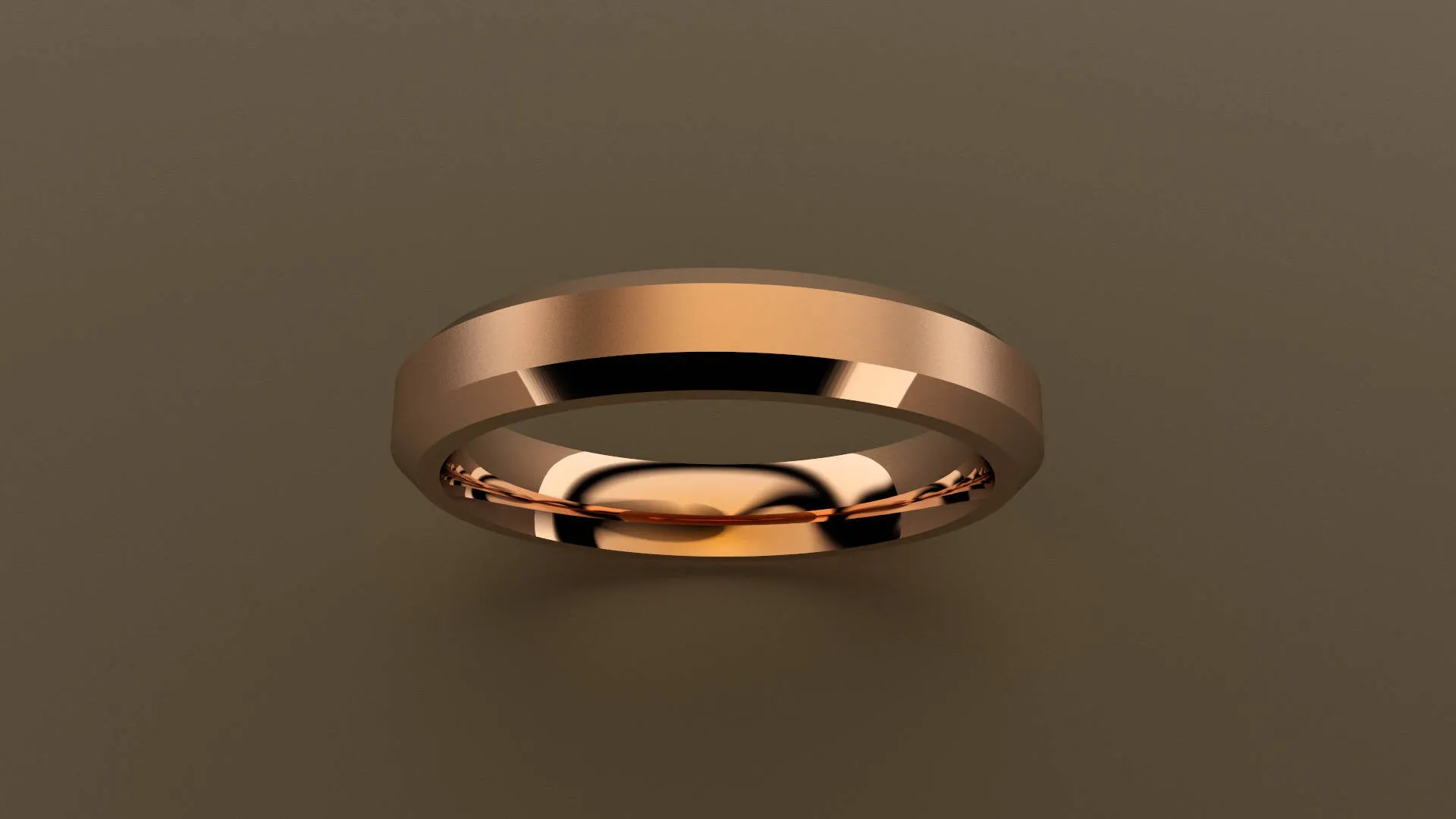 Brushed Rose Gold 4mm Beveled Edge Wedding Band