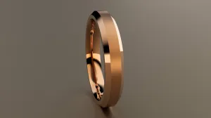Brushed Rose Gold 4mm Beveled Edge Wedding Band