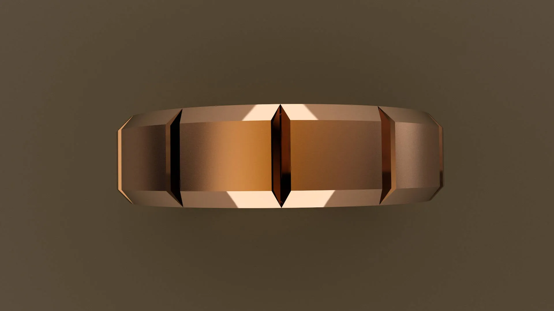 Brushed Rose Gold 6mm Brushed Beveled Edge Segmented Wedding Band