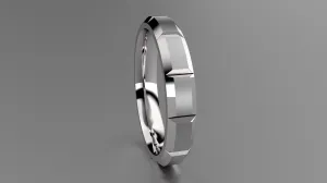 Brushed Sterling Silver 4mm Beveled Edge Segmented Wedding Band