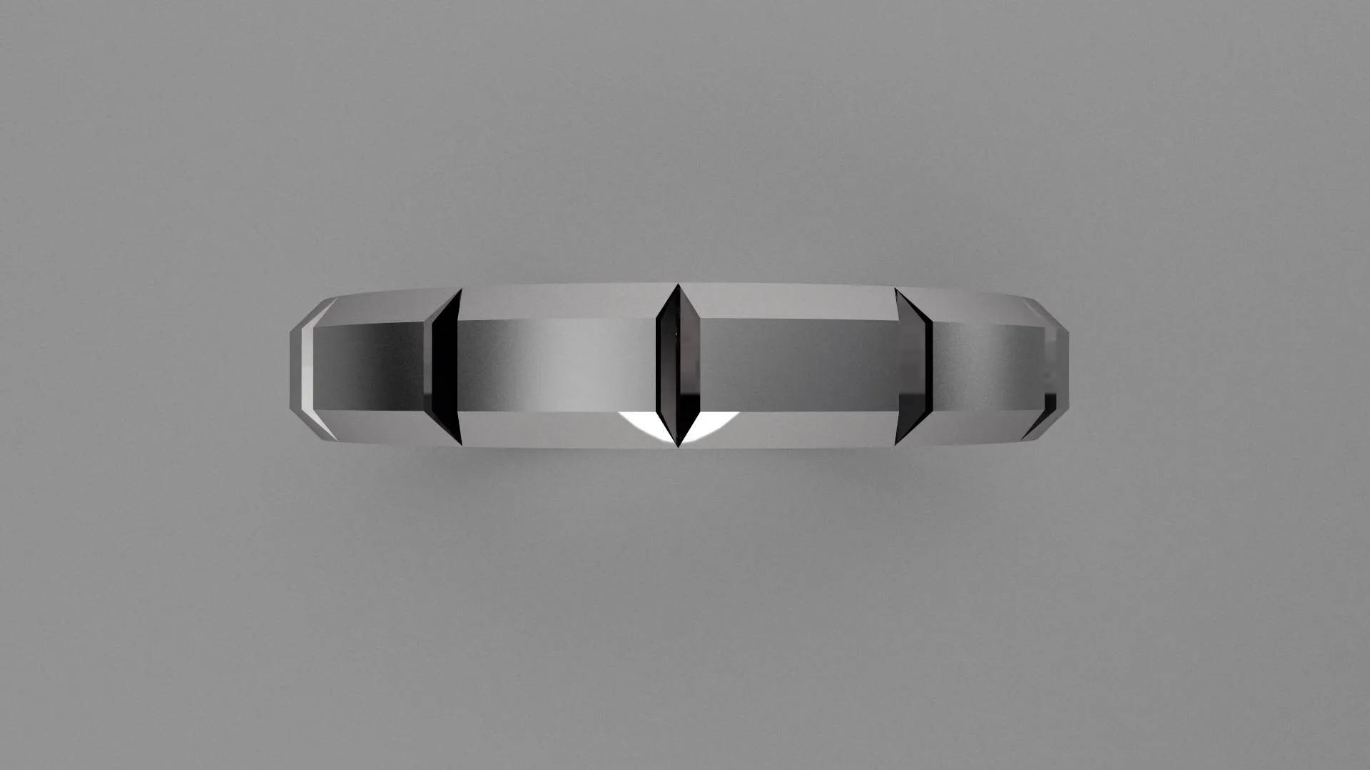 Brushed Sterling Silver 4mm Beveled Edge Segmented Wedding Band