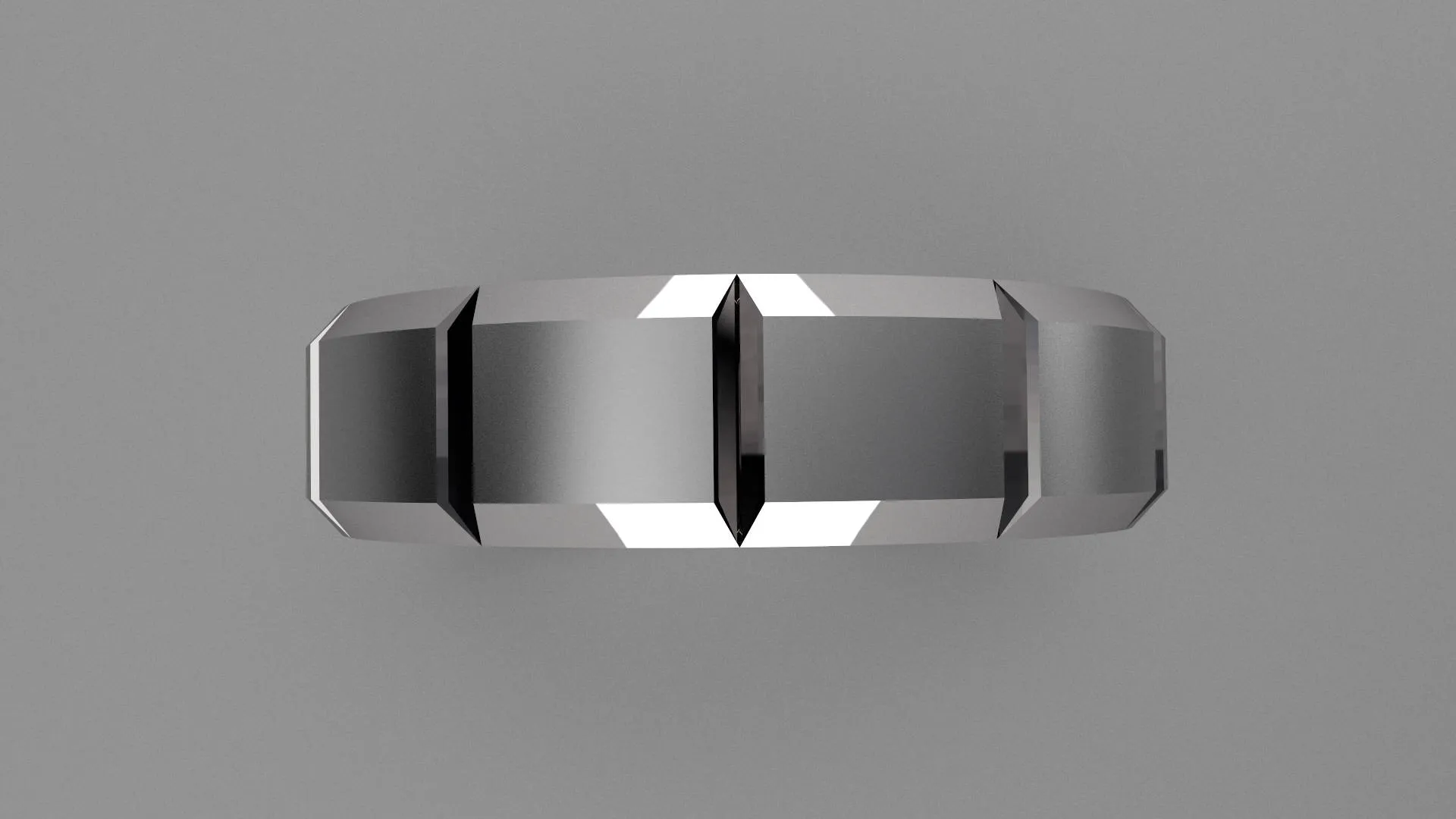 Brushed Sterling Silver 6mm Beveled Edge Segmented Wedding Band