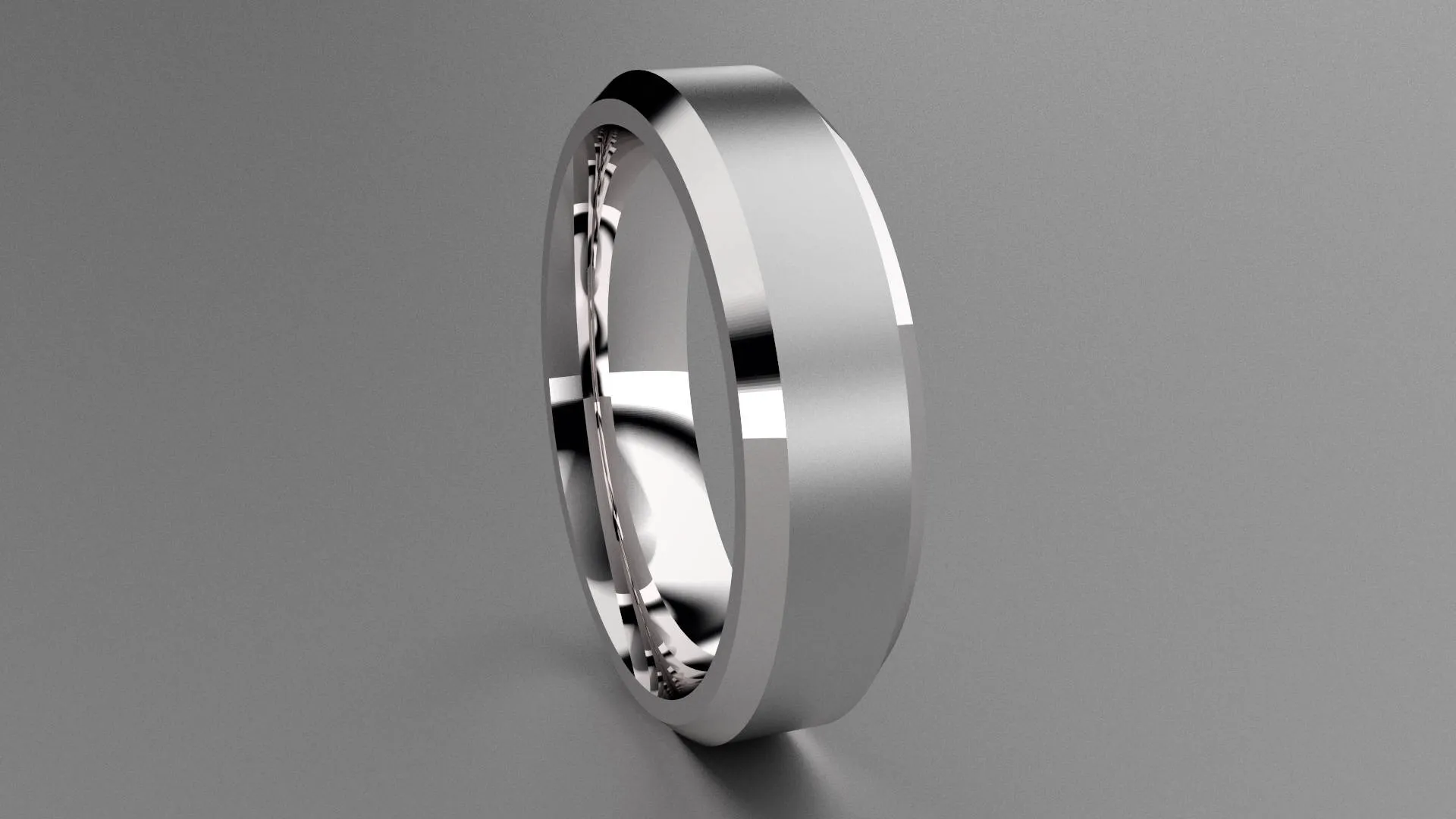 Brushed Sterling Silver 6mm Beveled Edge Wedding Band