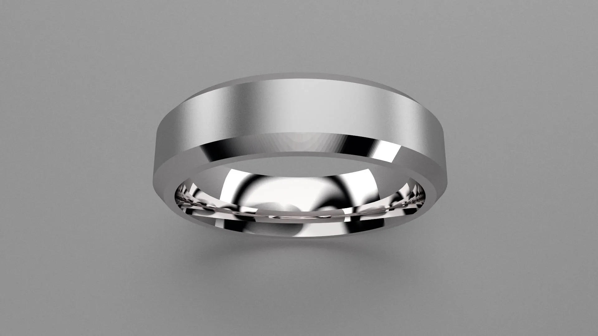 Brushed Sterling Silver 6mm Beveled Edge Wedding Band
