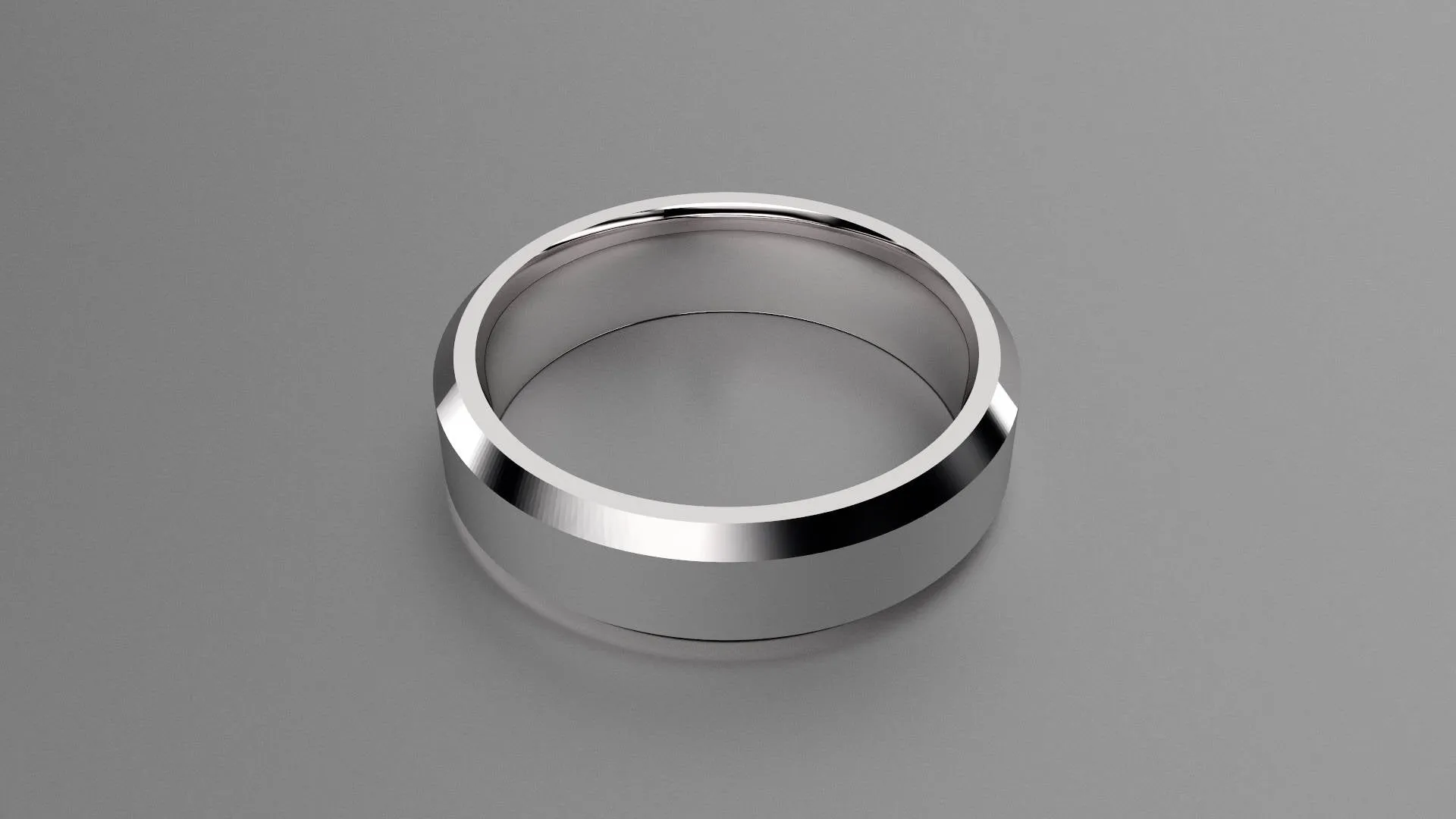 Brushed Sterling Silver 6mm Beveled Edge Wedding Band