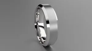 Brushed Sterling Silver 6mm Beveled Edge Wedding Band