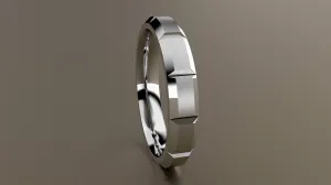 Brushed White Gold 4mm Beveled Edge Segmented Wedding Band