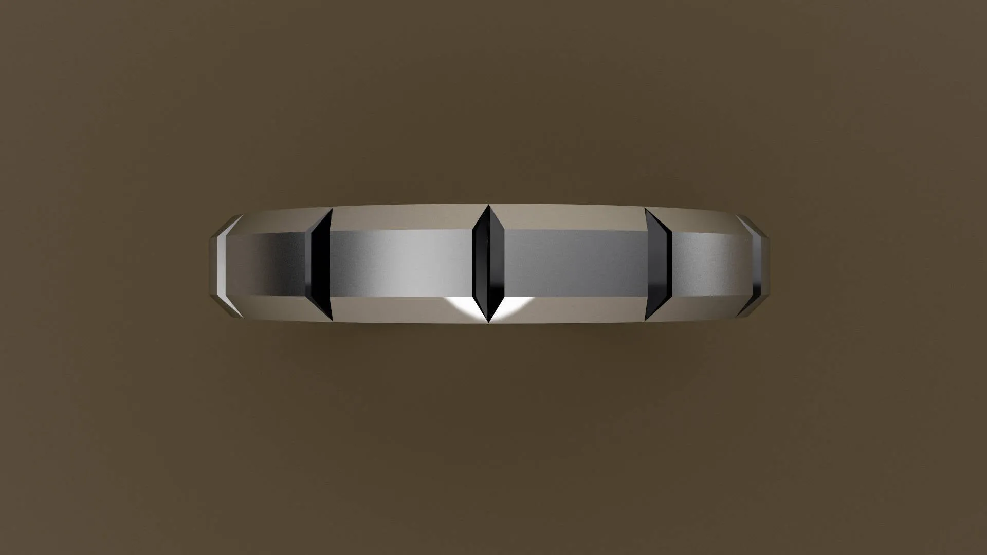 Brushed White Gold 4mm Beveled Edge Segmented Wedding Band
