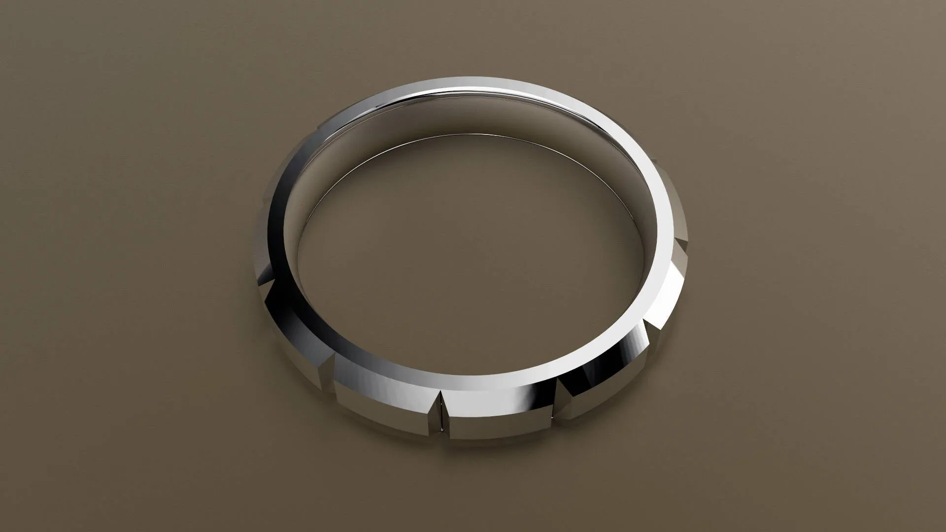 Brushed White Gold 4mm Beveled Edge Segmented Wedding Band