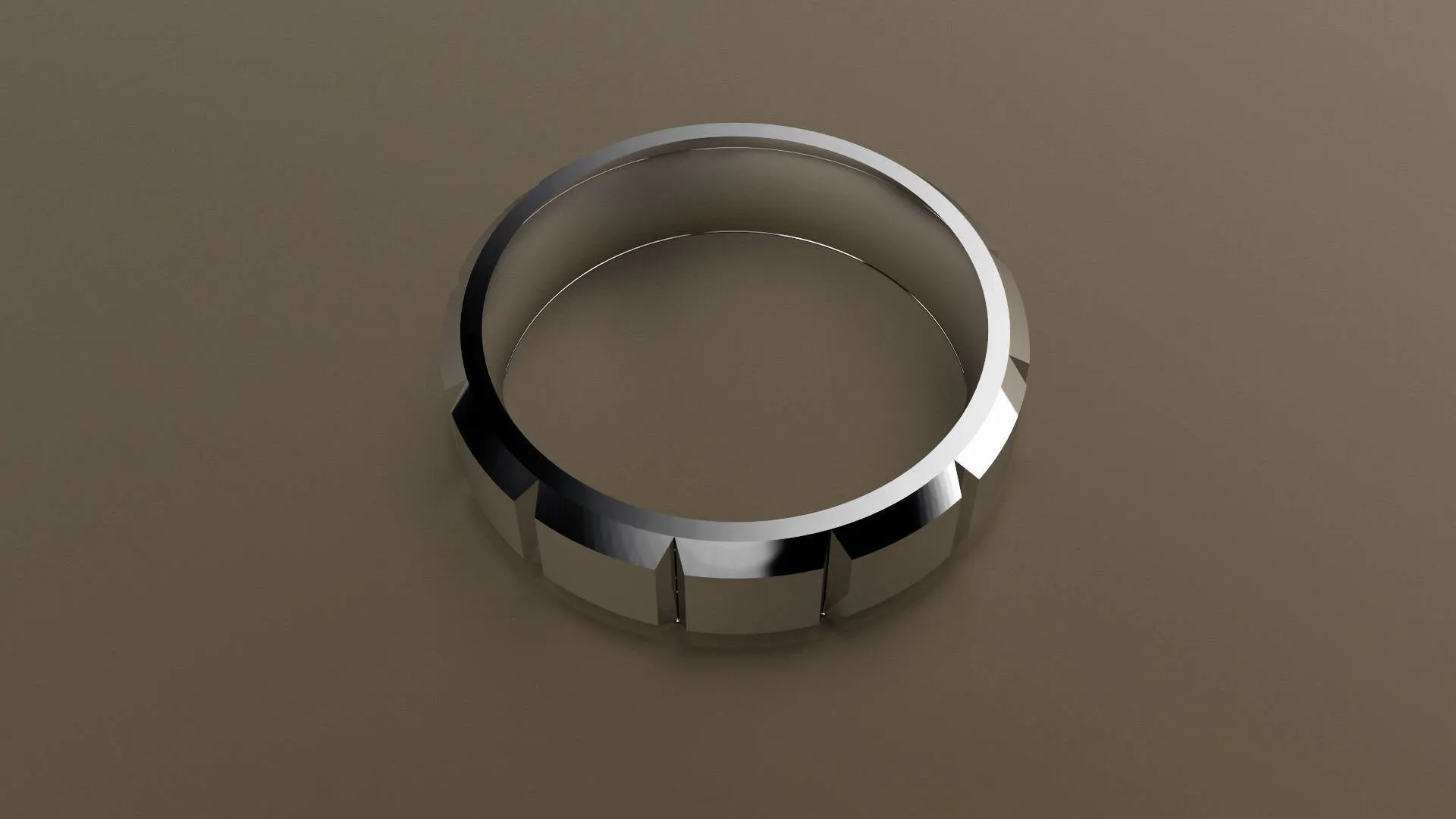 Brushed White Gold 6mm Beveled Edge Segmented Wedding Band