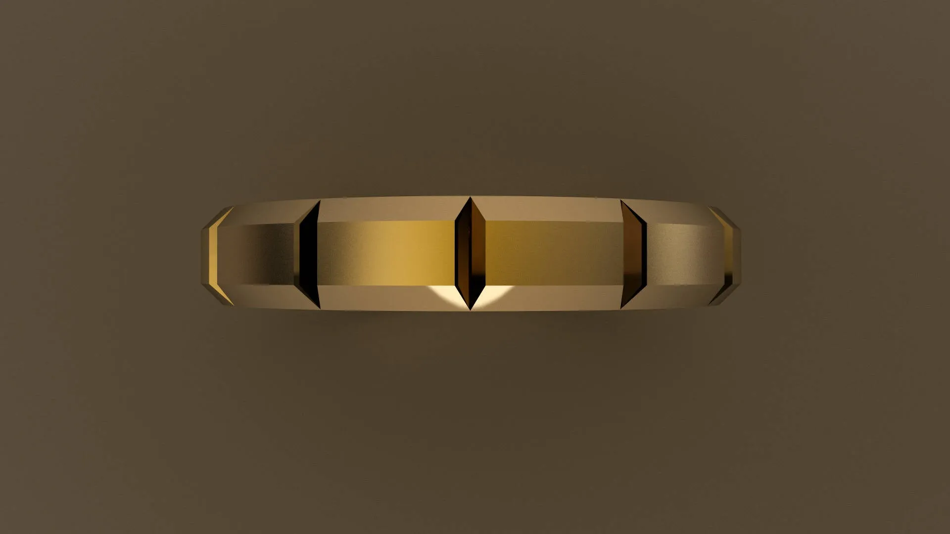 Brushed Yellow Gold 4mm Beveled Edge Segmented Wedding Band