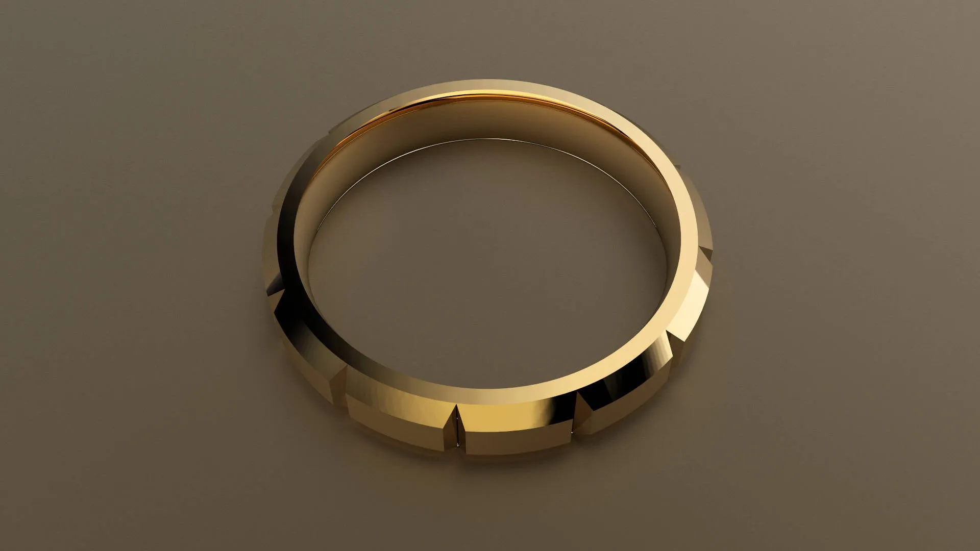 Brushed Yellow Gold 4mm Beveled Edge Segmented Wedding Band