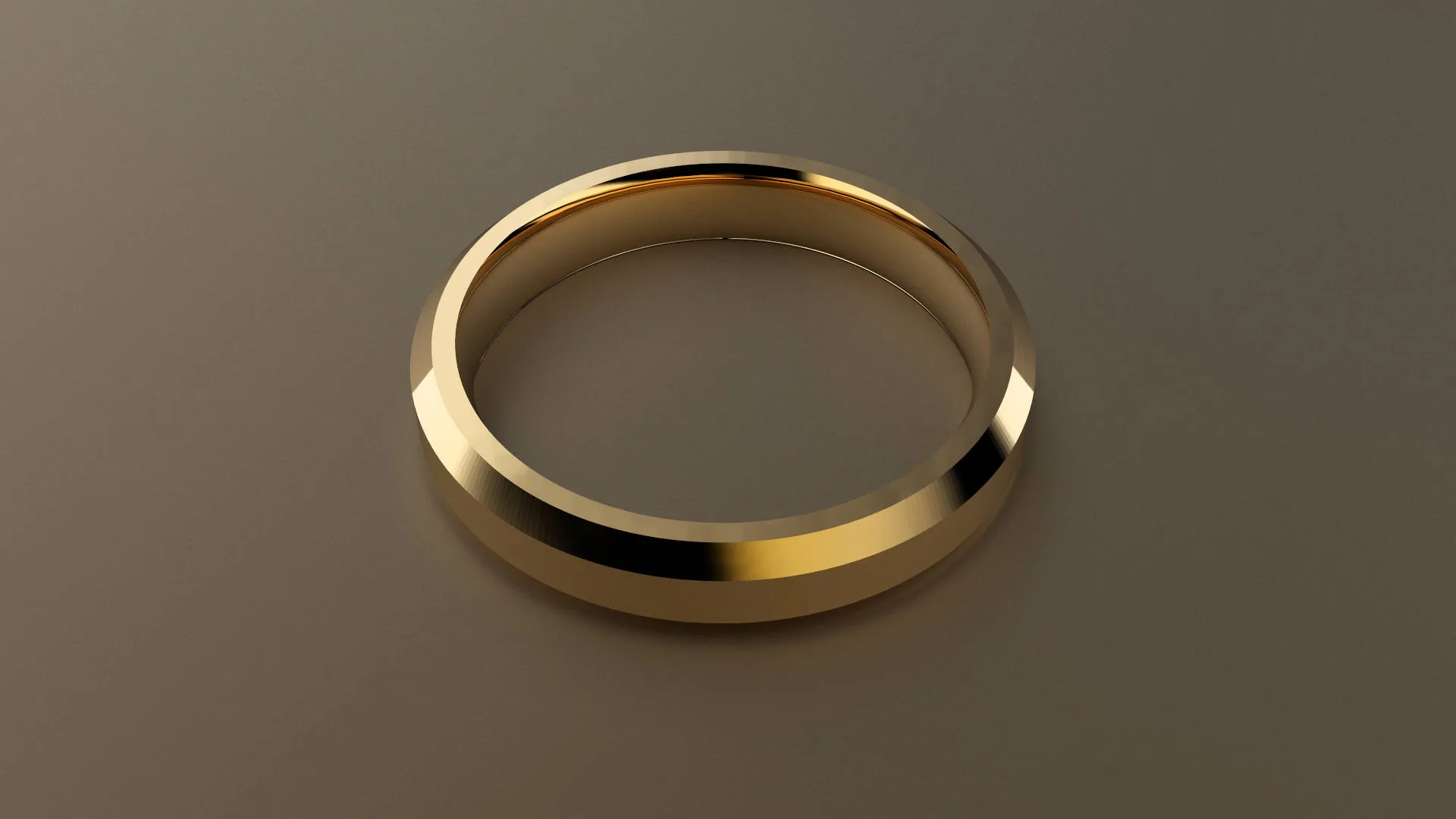 Brushed Yellow Gold 4mm Beveled Edge Wedding Band
