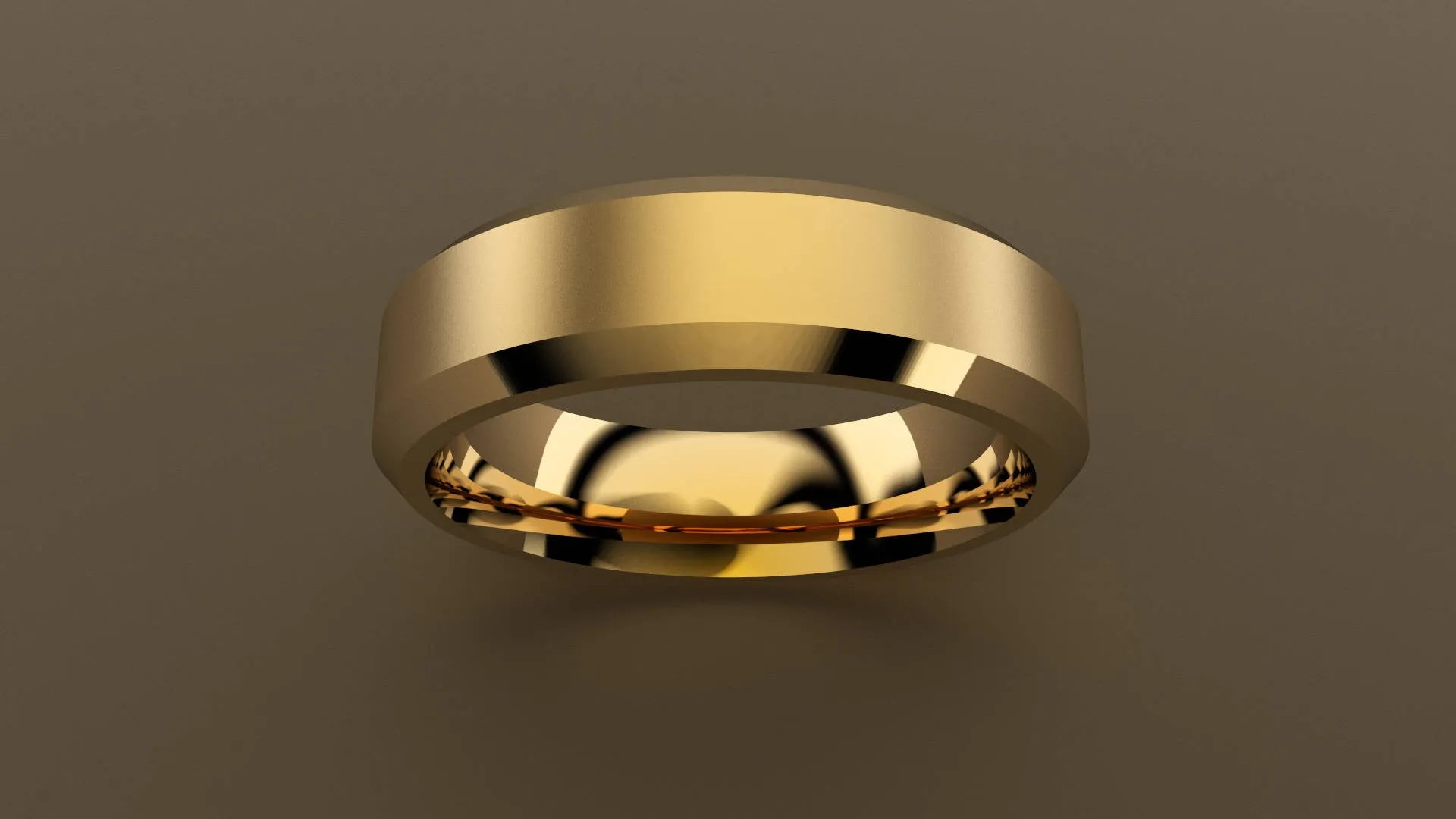 Brushed Yellow Gold 6mm Beveled Edge Wedding Band