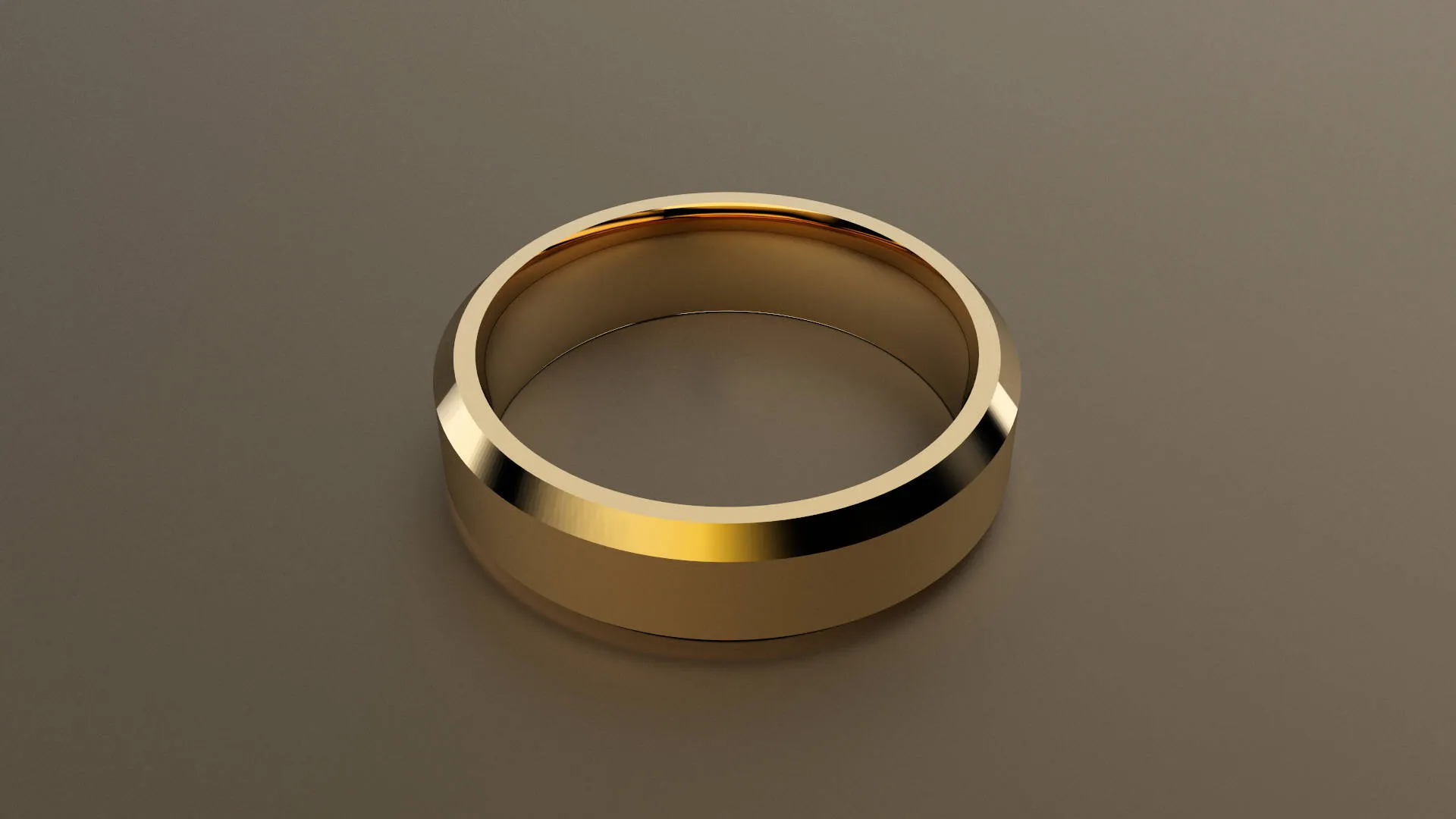 Brushed Yellow Gold 6mm Beveled Edge Wedding Band