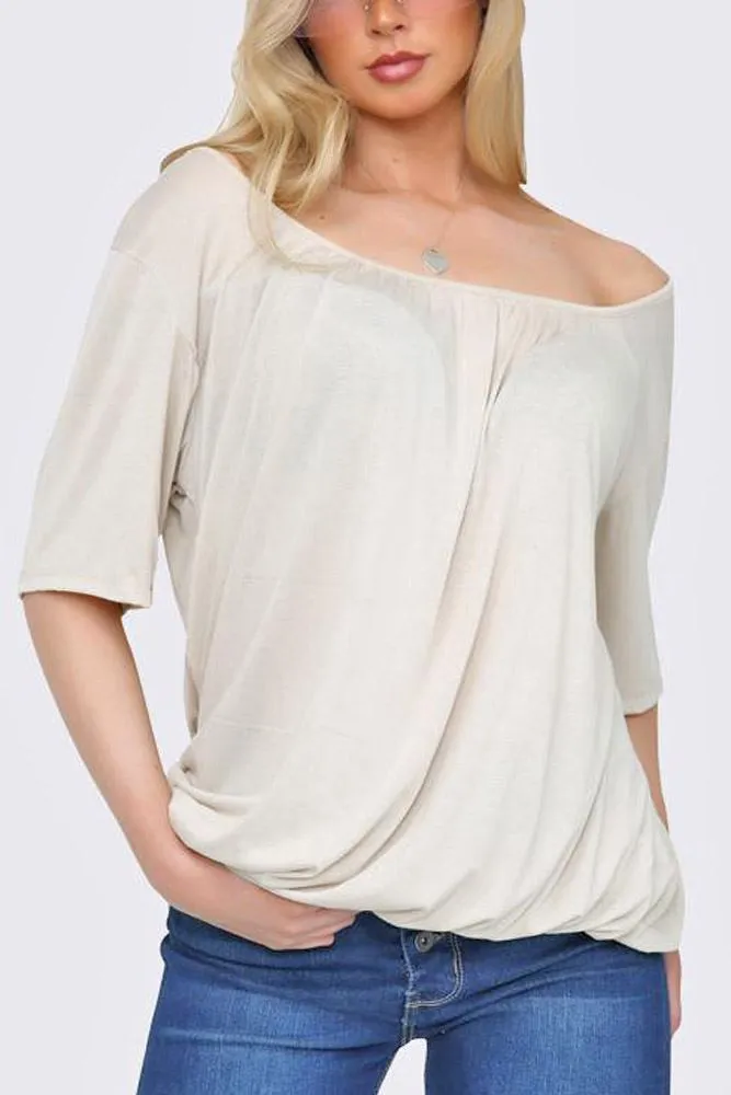 Bubble Hem Scoop Neck Top