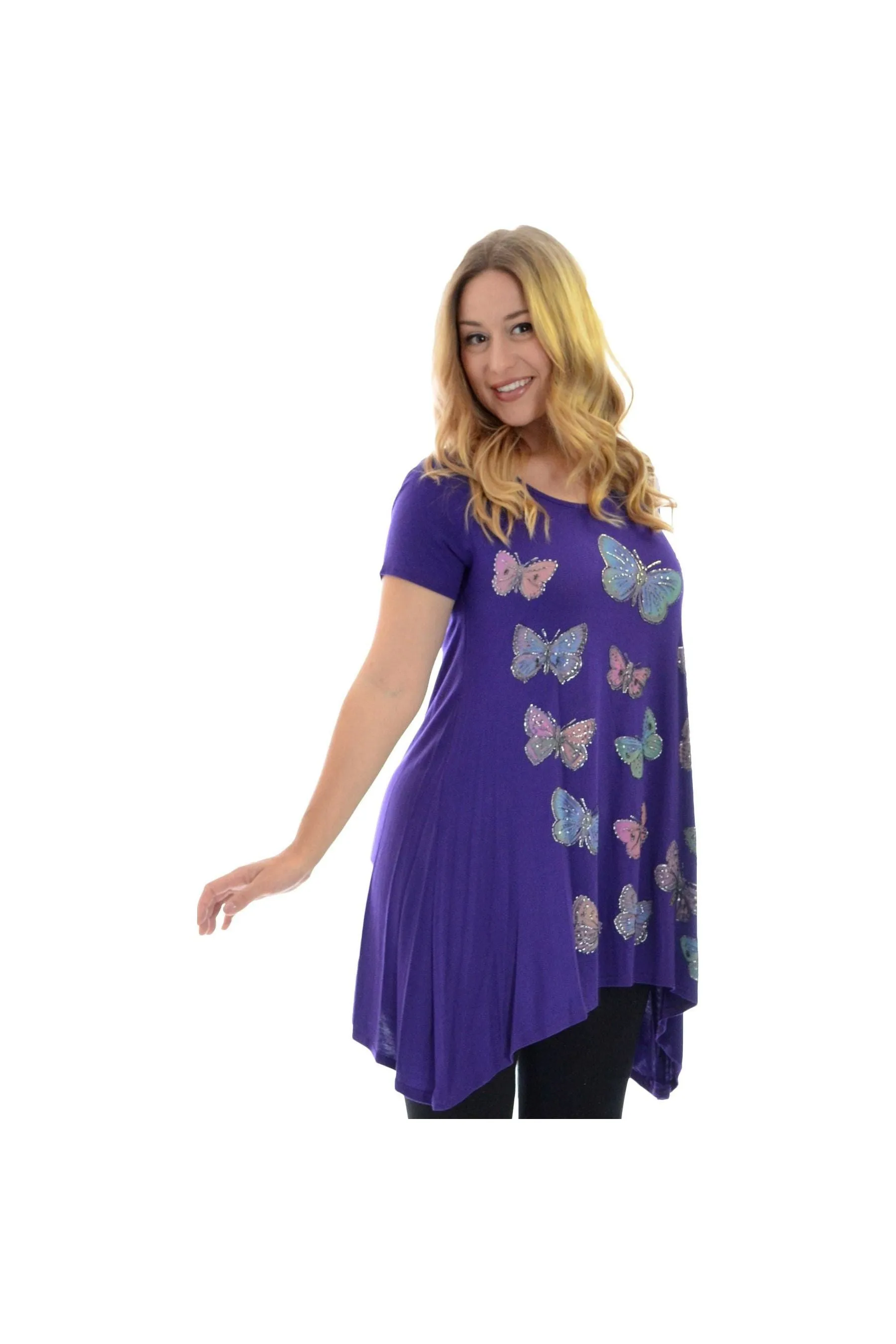 Butterfly Hanky Hem Short Sleeve Top