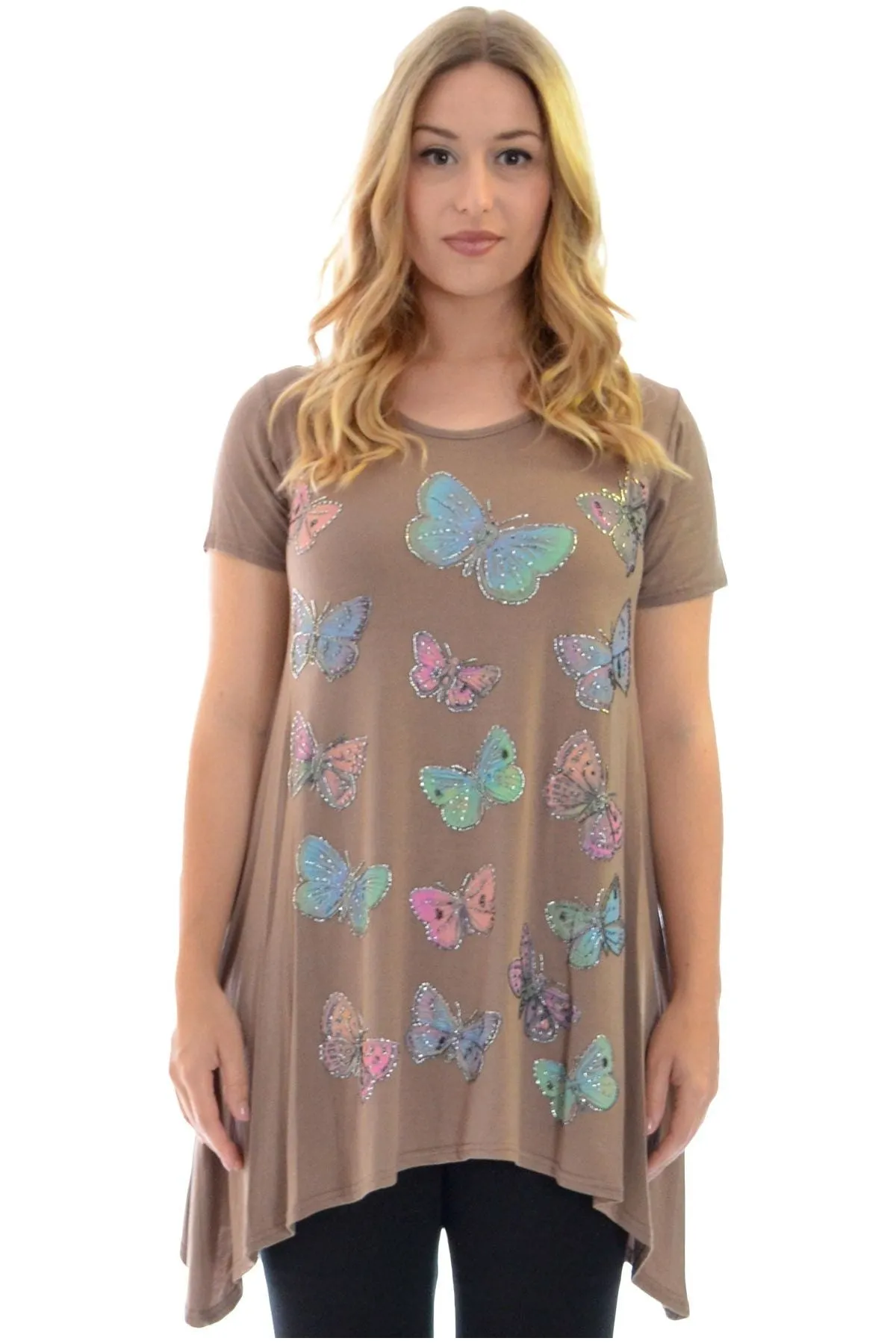 Butterfly Hanky Hem Short Sleeve Top
