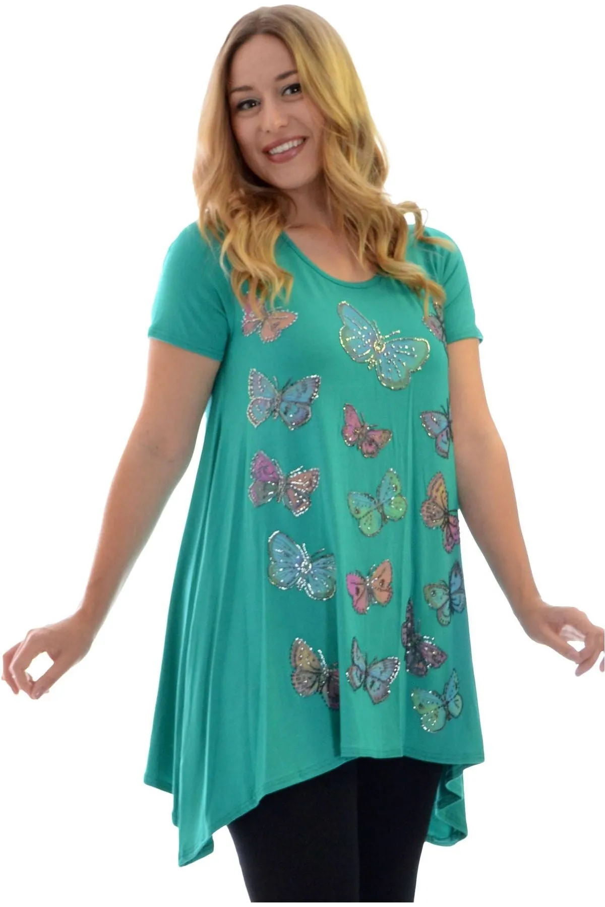 Butterfly Hanky Hem Short Sleeve Top
