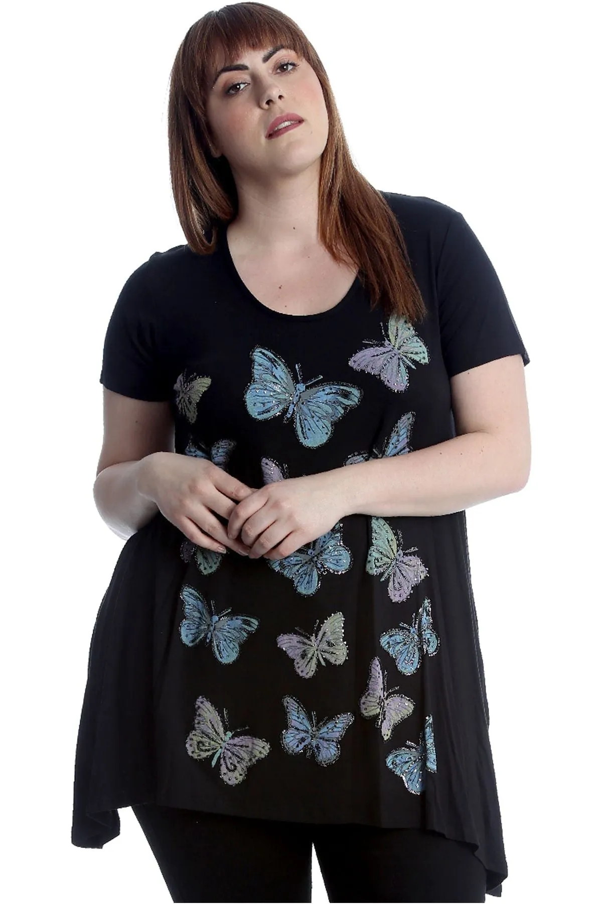 Butterfly Hanky Hem Short Sleeve Top