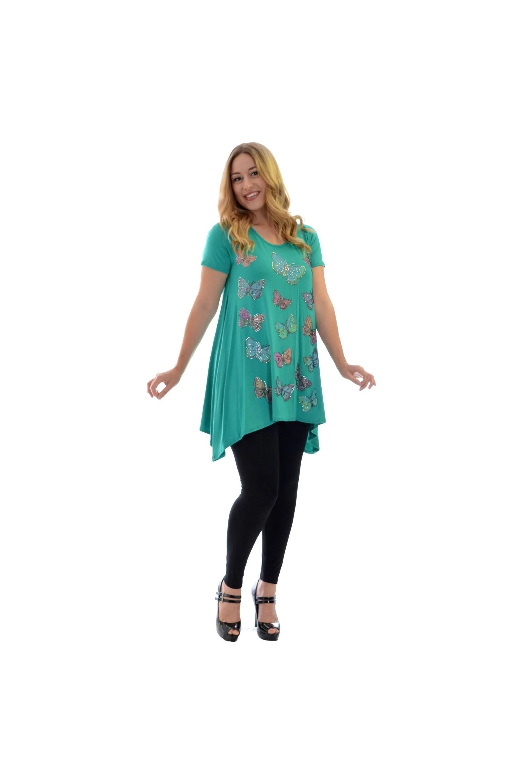 Butterfly Hanky Hem Short Sleeve Top
