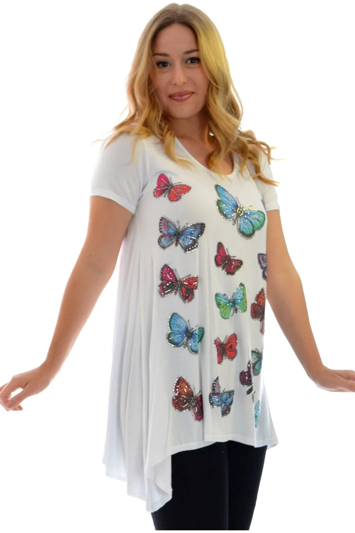 Butterfly Hanky Hem Short Sleeve Top