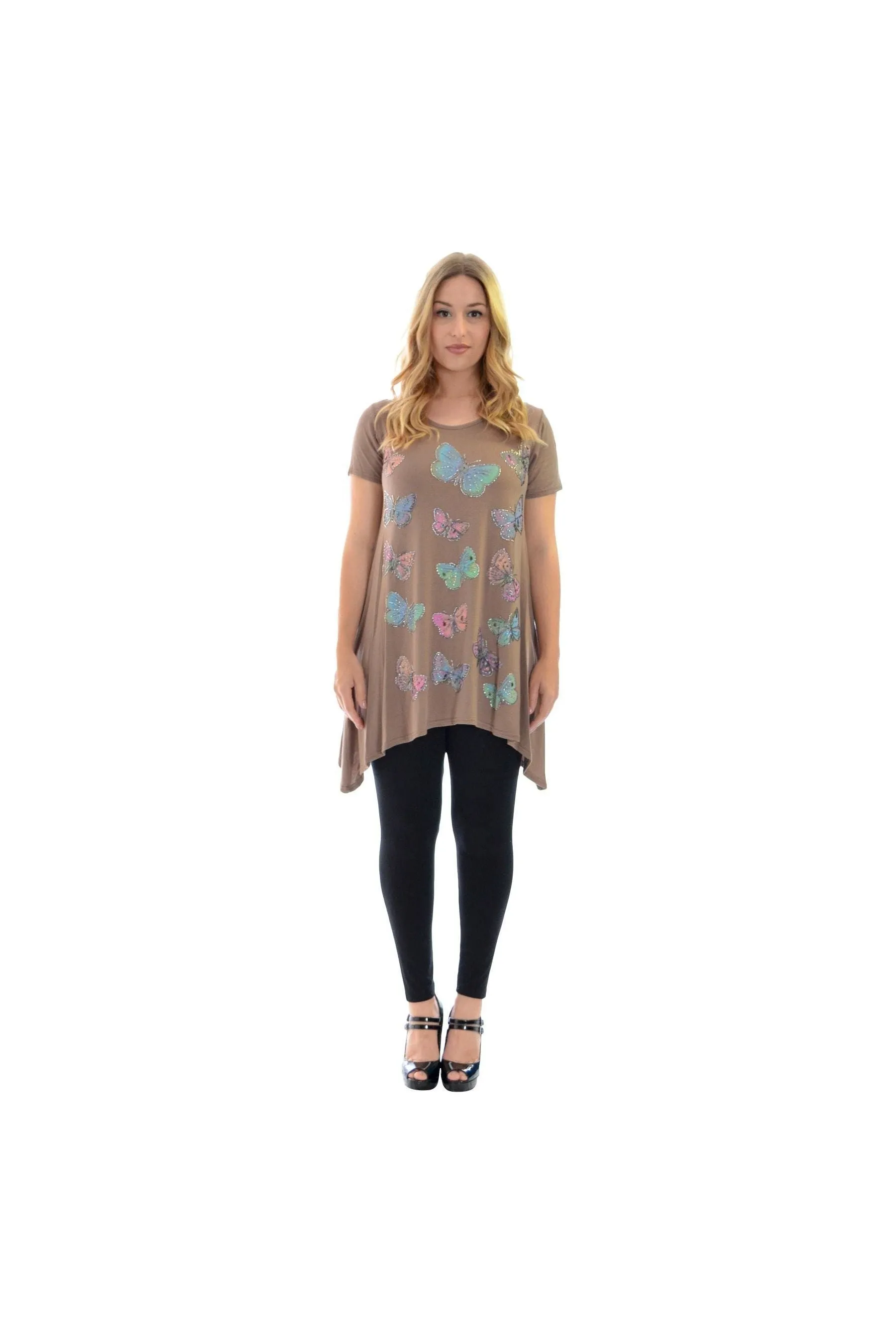 Butterfly Hanky Hem Short Sleeve Top
