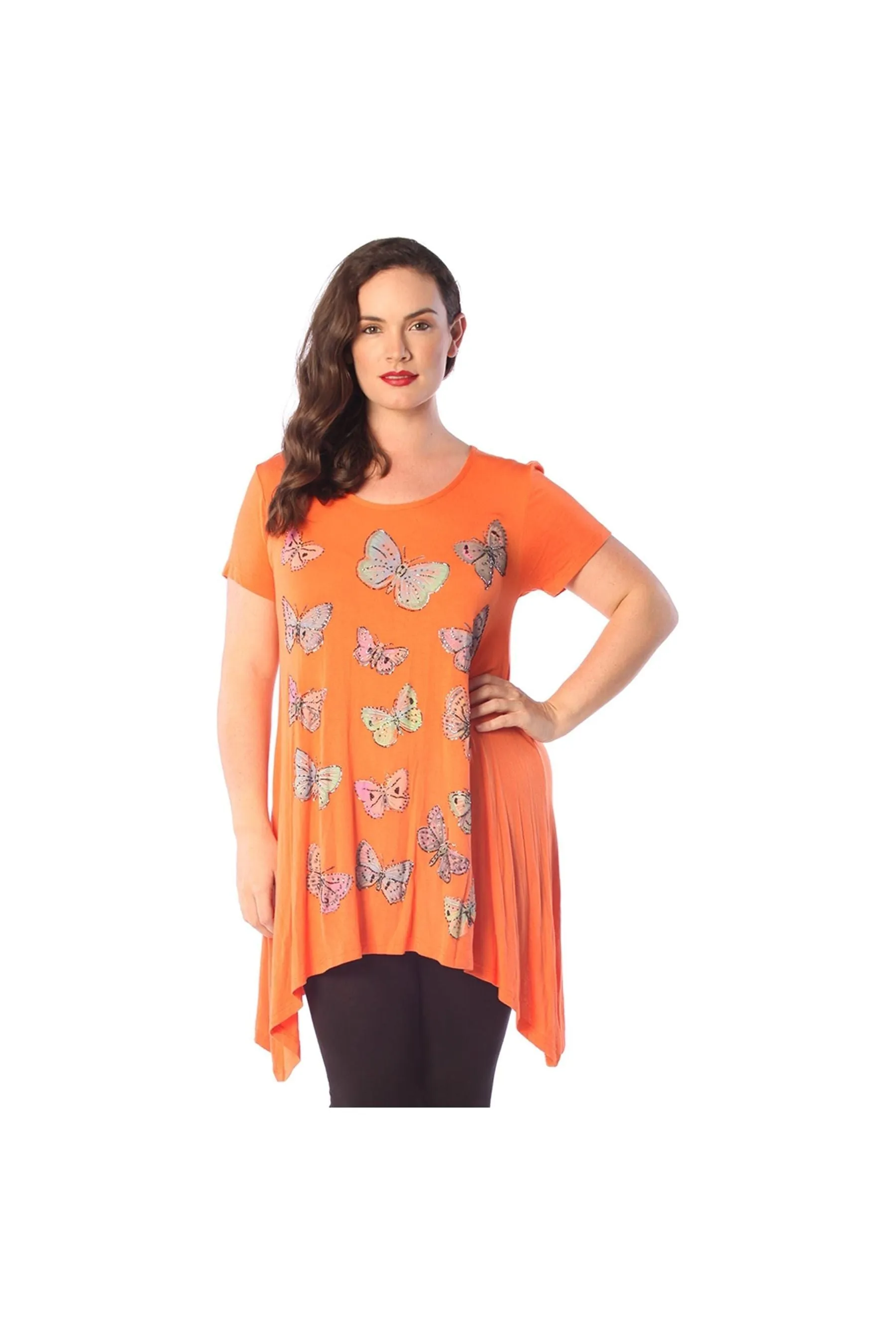 Butterfly Hanky Hem Short Sleeve Top