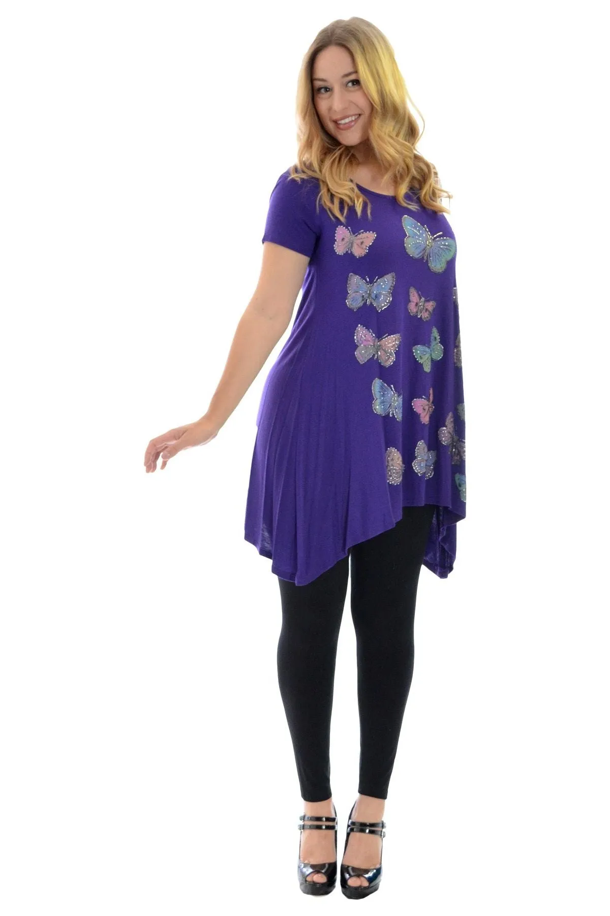 Butterfly Hanky Hem Short Sleeve Top