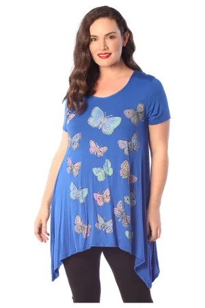 Butterfly Hanky Hem Short Sleeve Top