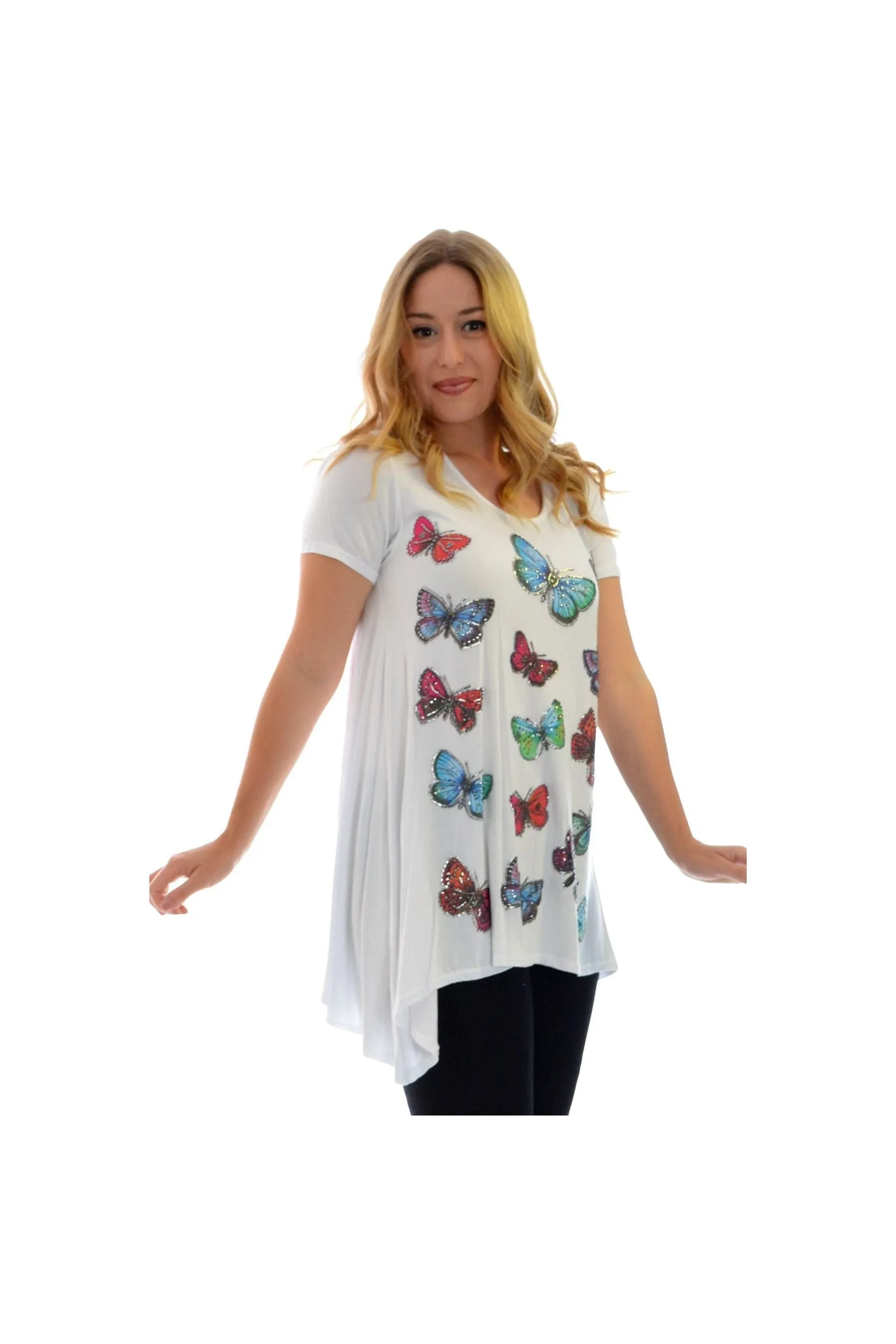 Butterfly Hanky Hem Short Sleeve Top
