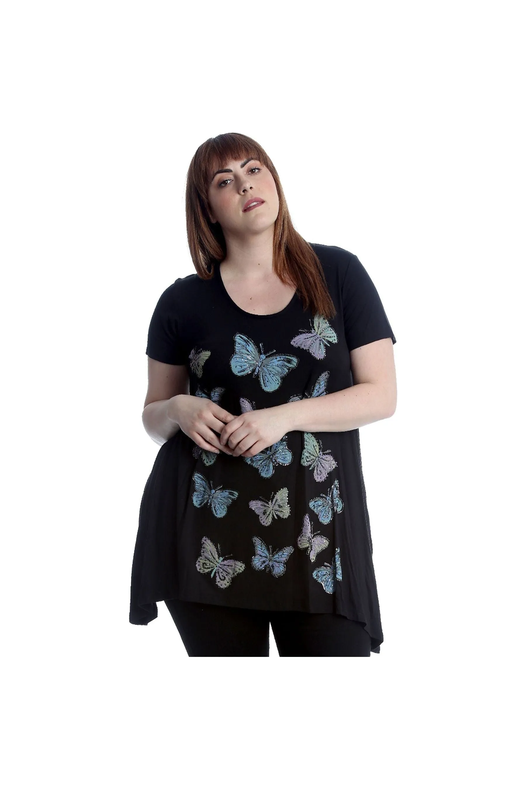 Butterfly Hanky Hem Short Sleeve Top
