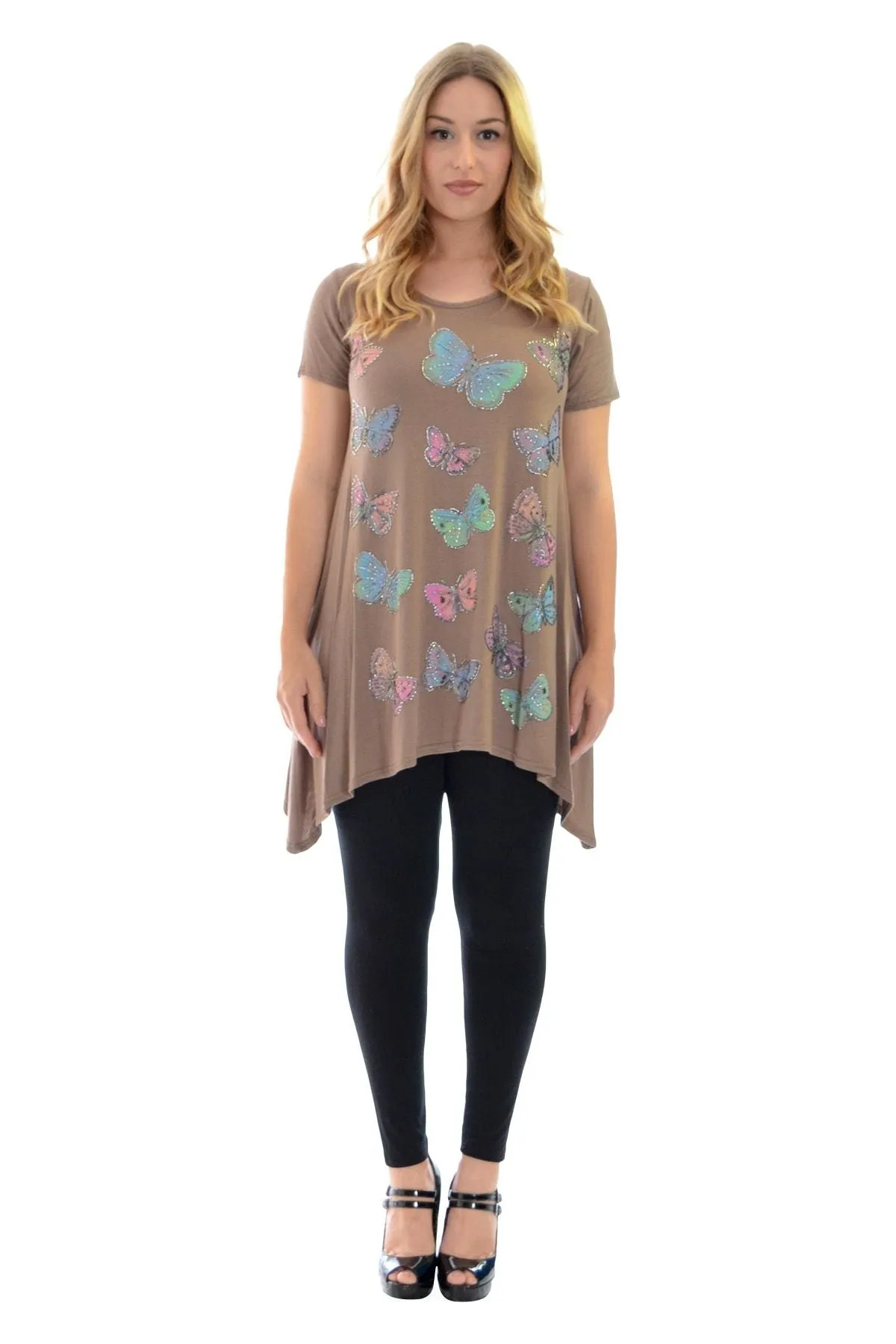 Butterfly Hanky Hem Short Sleeve Top