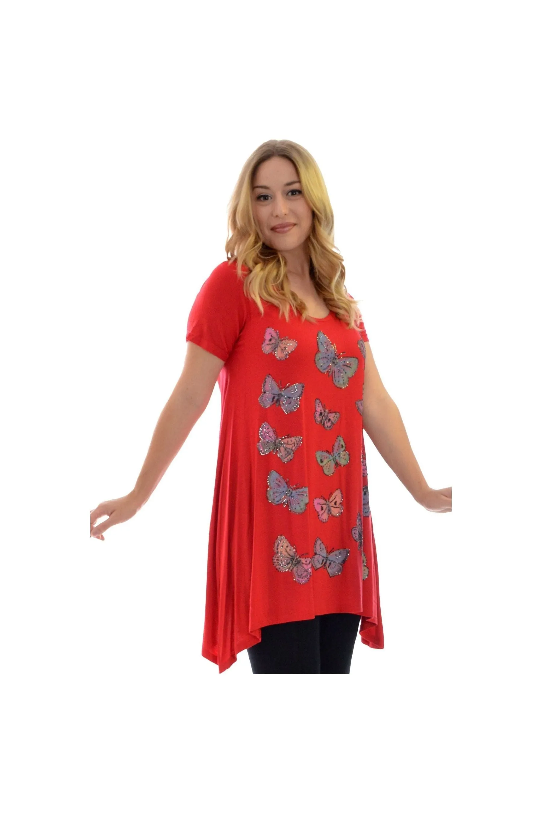 Butterfly Hanky Hem Short Sleeve Top