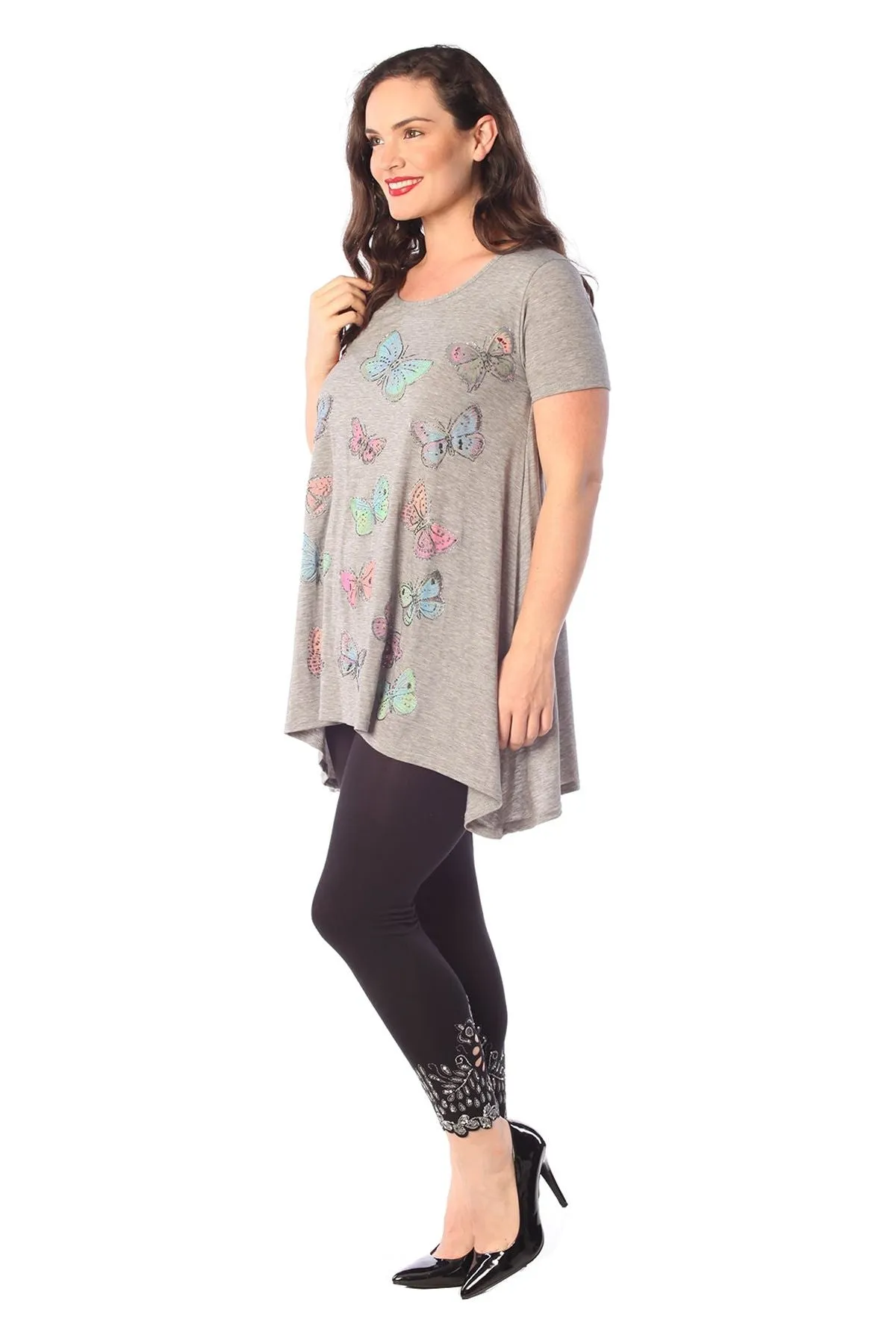 Butterfly Hanky Hem Short Sleeve Top