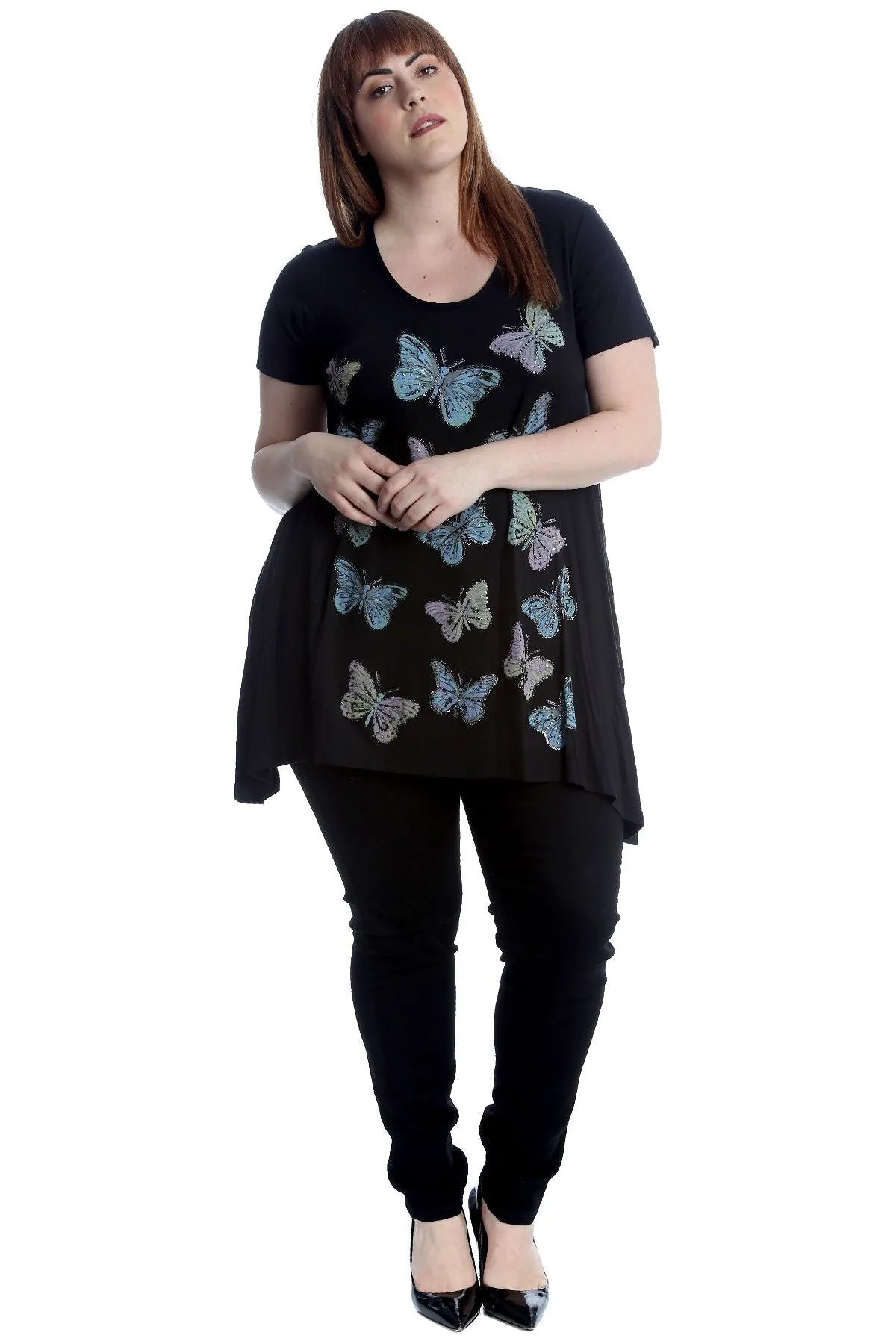 Butterfly Hanky Hem Short Sleeve Top