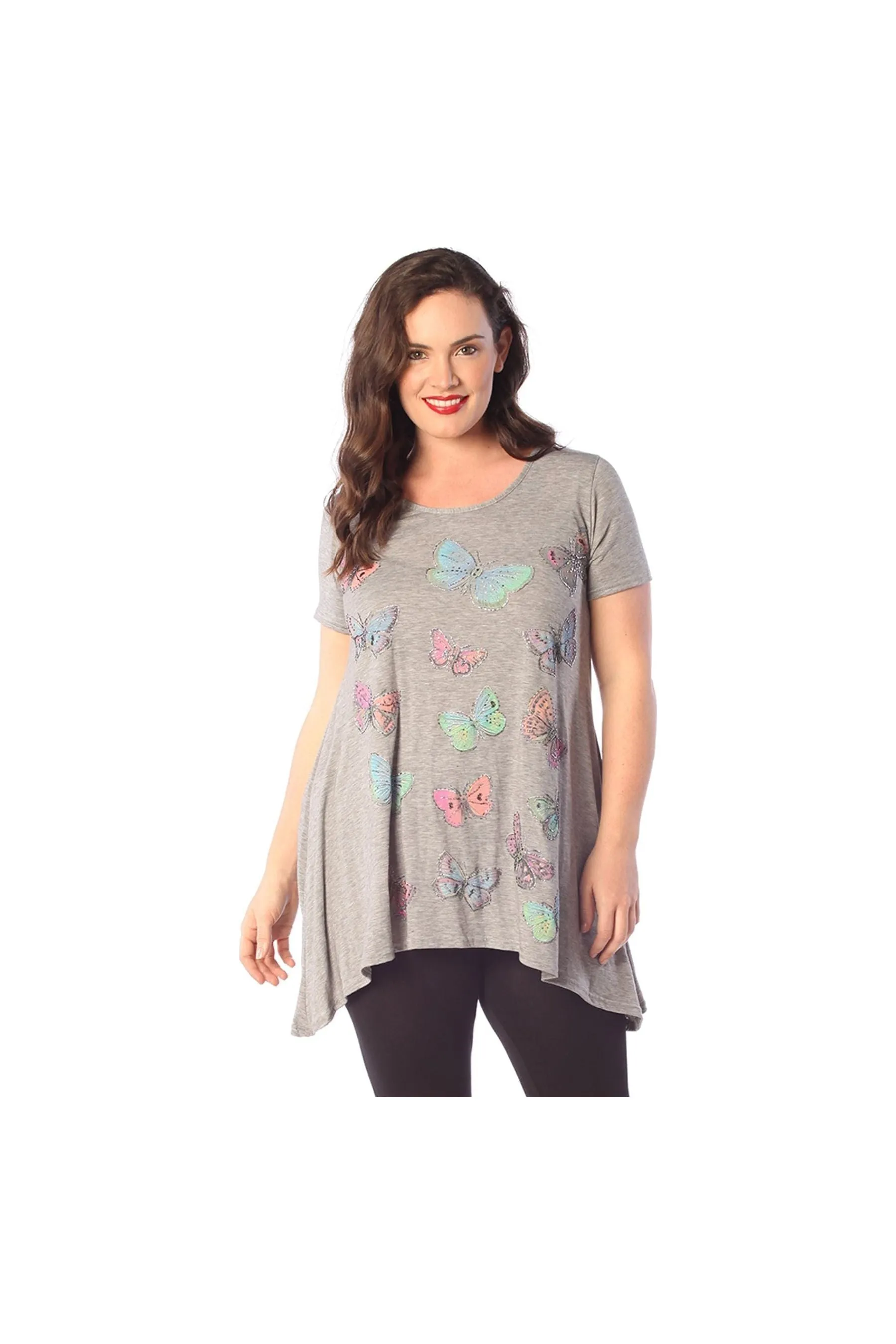 Butterfly Hanky Hem Short Sleeve Top