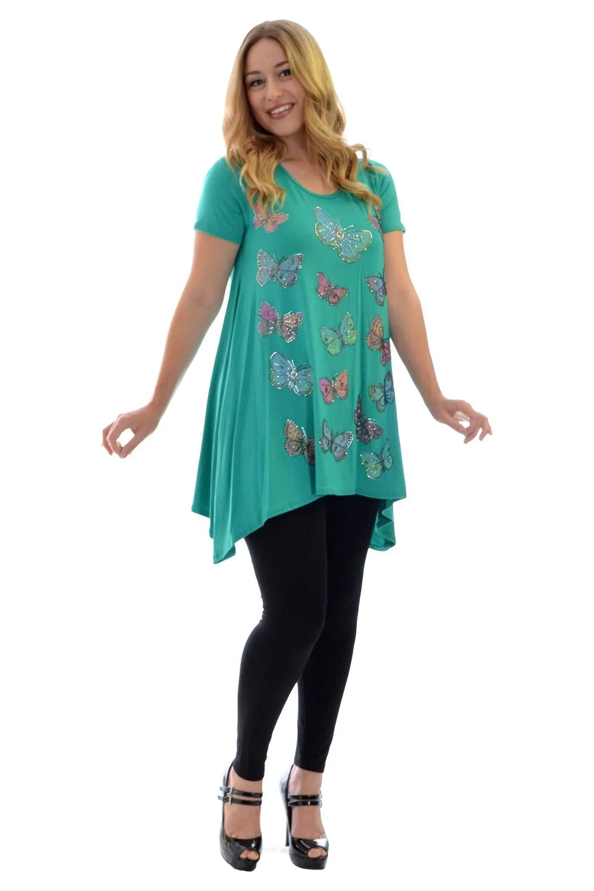 Butterfly Hanky Hem Short Sleeve Top