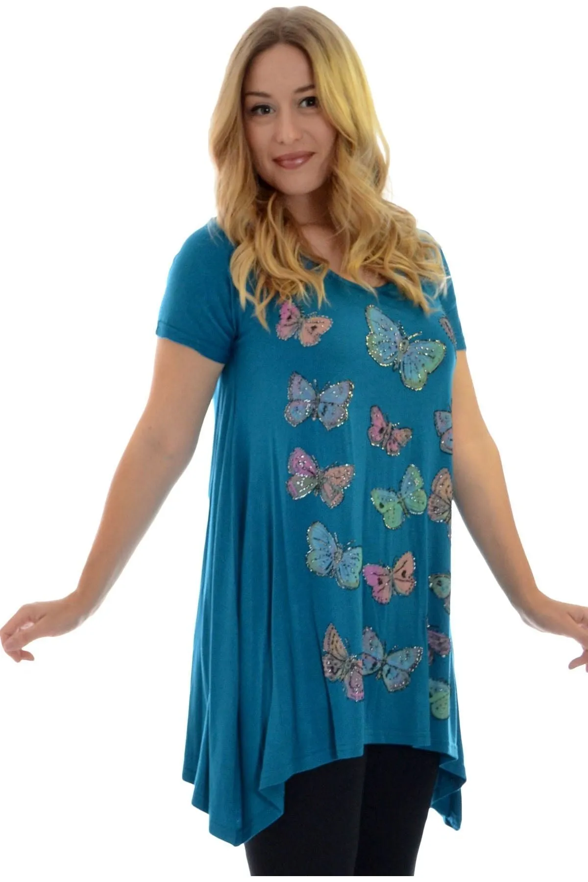 Butterfly Hanky Hem Short Sleeve Top