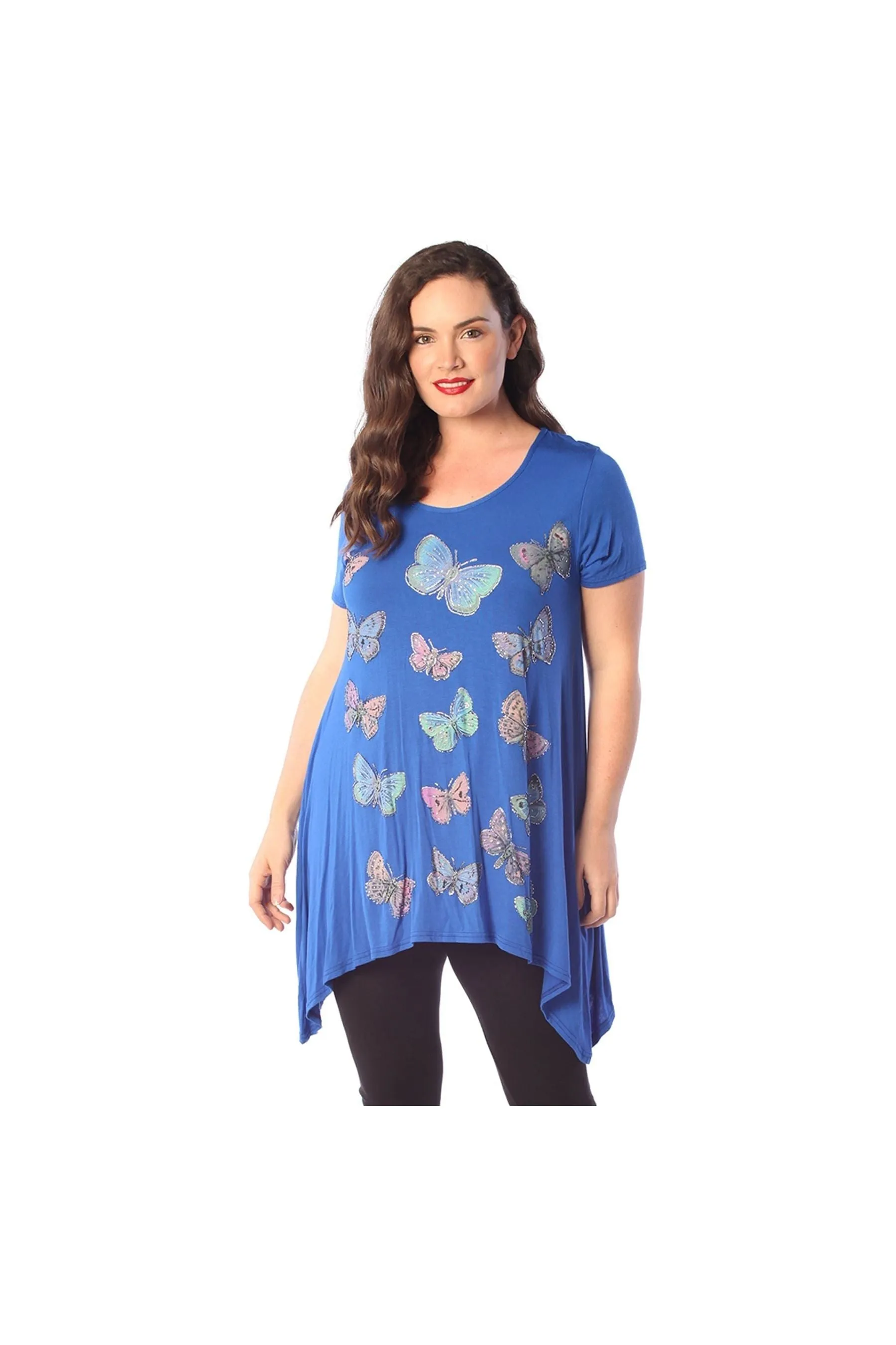 Butterfly Hanky Hem Short Sleeve Top