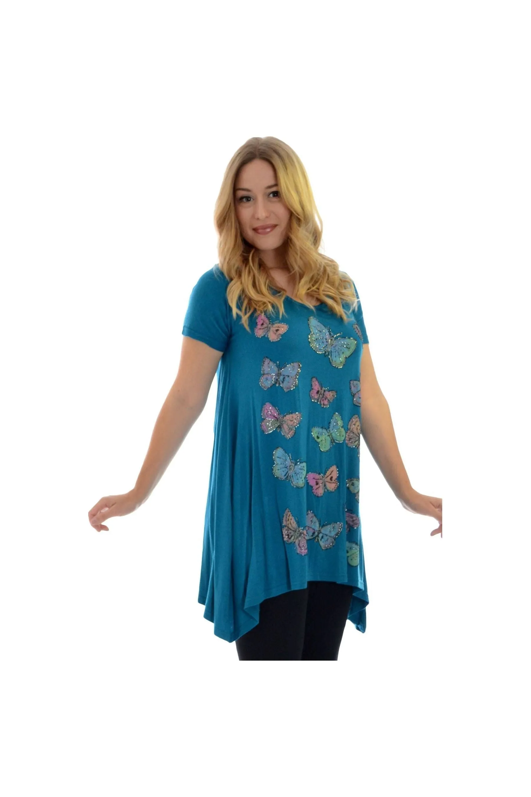 Butterfly Hanky Hem Short Sleeve Top