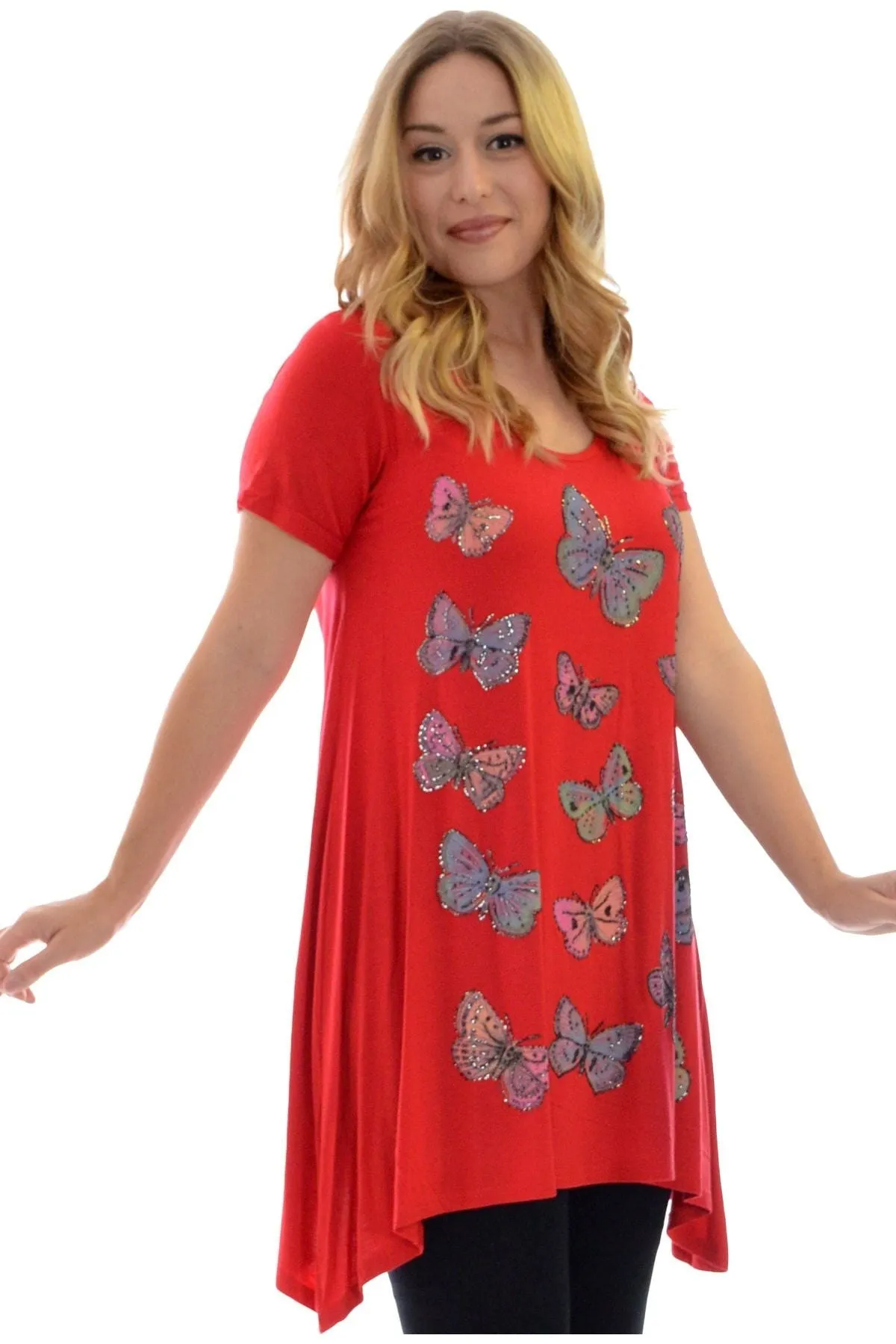 Butterfly Hanky Hem Short Sleeve Top